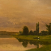 16#1 A. Roust, paysage lacustre. Huile sur toile début XXe