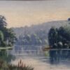 J. Leclerc "Paysage de rivière", huile sur panneau début XXe