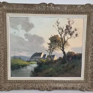 Georges Grégoire Lavaux, "Soir de septembre à la forge". Huile sur toile, 1942