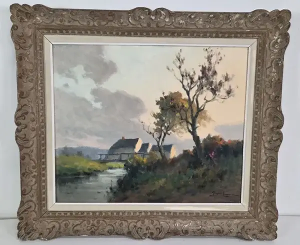 Georges Grégoire Lavaux, "Soir de septembre à la forge". Huile sur toile, 1942