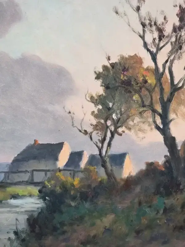 Georges Grégoire Lavaux, "Soir de septembre à la forge". Huile sur toile, 1942