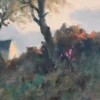 Georges Grégoire Lavaux, "Soir de septembre à la forge". Huile sur toile, 1942