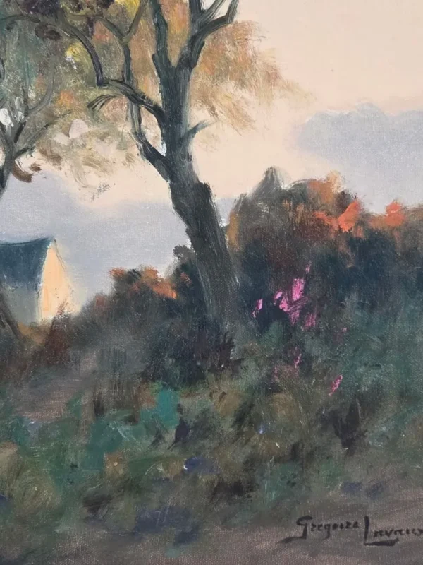Georges Grégoire Lavaux, "Soir de septembre à la forge". Huile sur toile, 1942