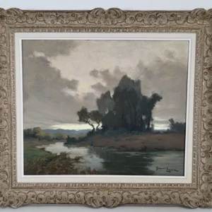 Georges Grégoire Lavaux , paysage fluvial hivernal (1942)