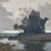 Georges Grégoire Lavaux , paysage fluvial hivernal (1942)