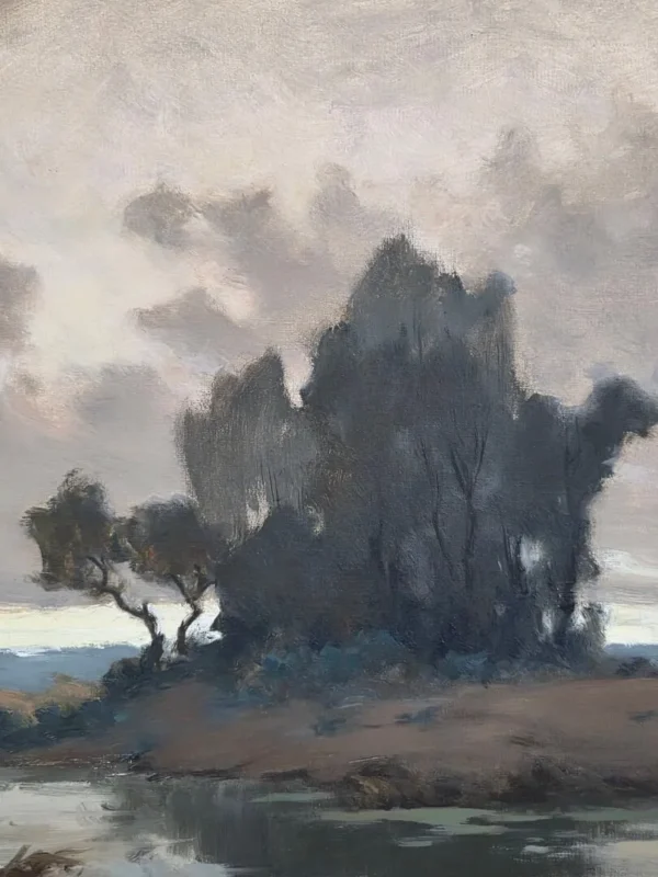 Georges Grégoire Lavaux , paysage fluvial hivernal (1942)