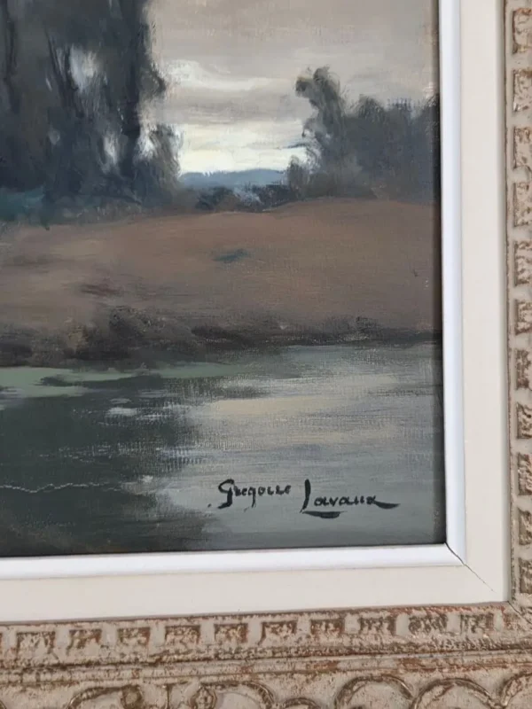 Georges Grégoire Lavaux , paysage fluvial hivernal (1942)