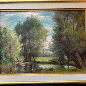 Anonyme XXe, paysage avec rivière