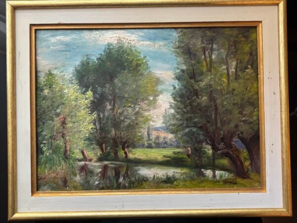 Anonyme XXe, paysage avec rivière