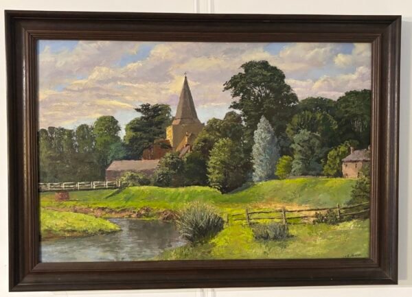 1 Tableau original XXe . Paysage lacustre.