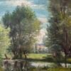 Anonyme XXe, paysage avec rivière