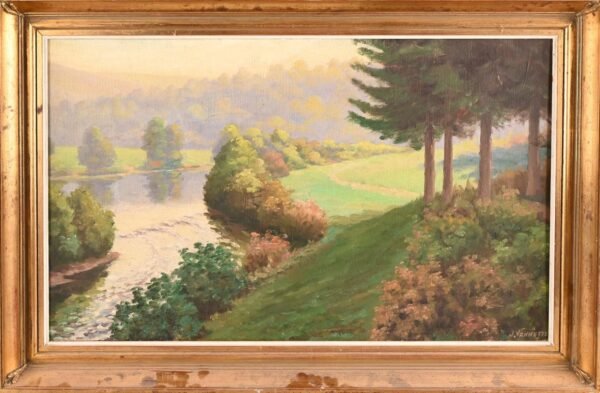 R24 J. Vanneste, "Esneux", huile sur toile début XXe