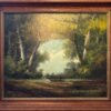 Huile sur toile fin XIXe, paysage lacustre