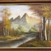 Huile sur toile au couteau, paysage de montagne en automne (Années 1970)