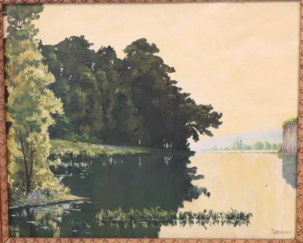 Jean Vergniol "Dans les landes", huile sur panneau mi XXe